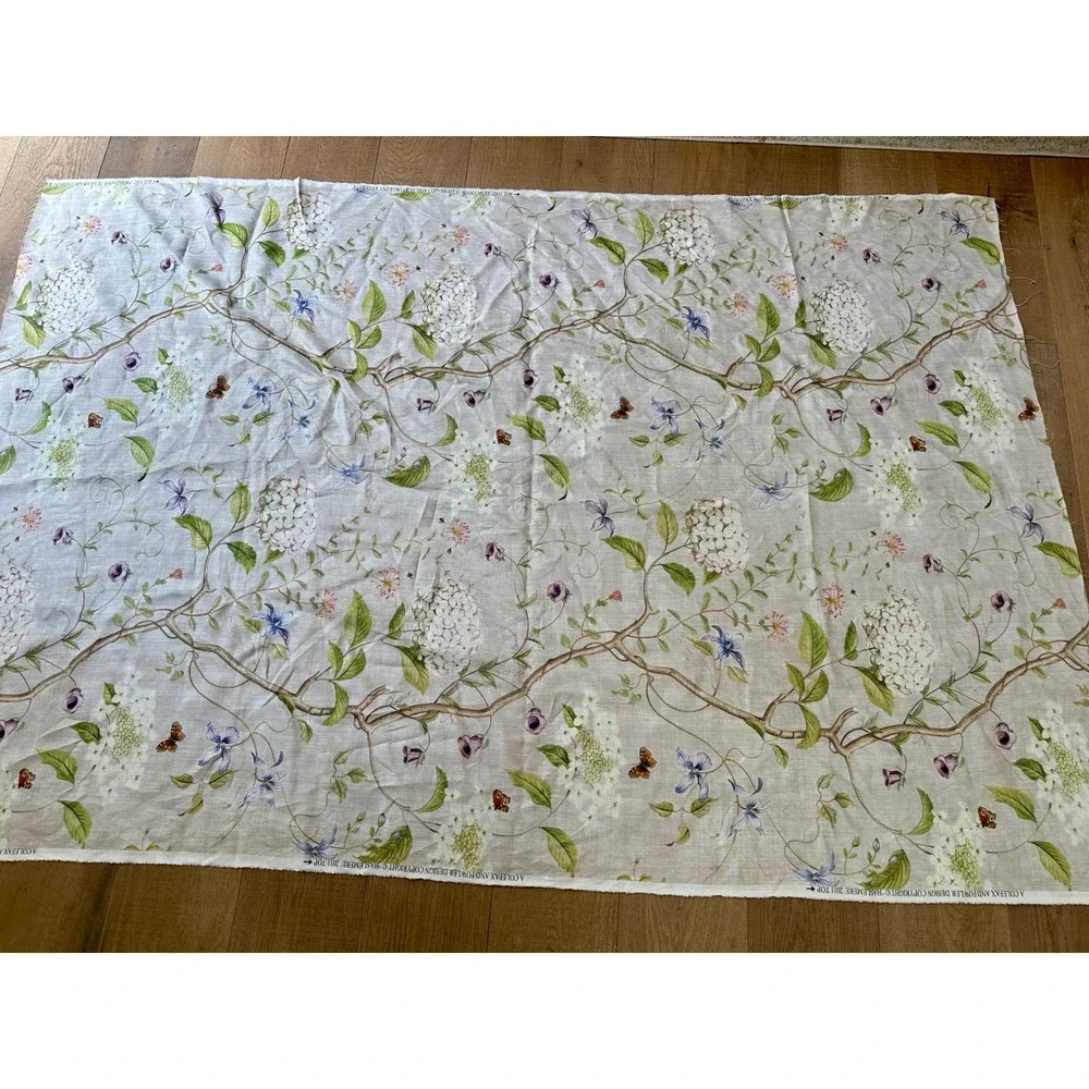 Colefax and Fowler Haslemere Linen Fabric Floral Hydrangea Butterfly 2.3yards‎